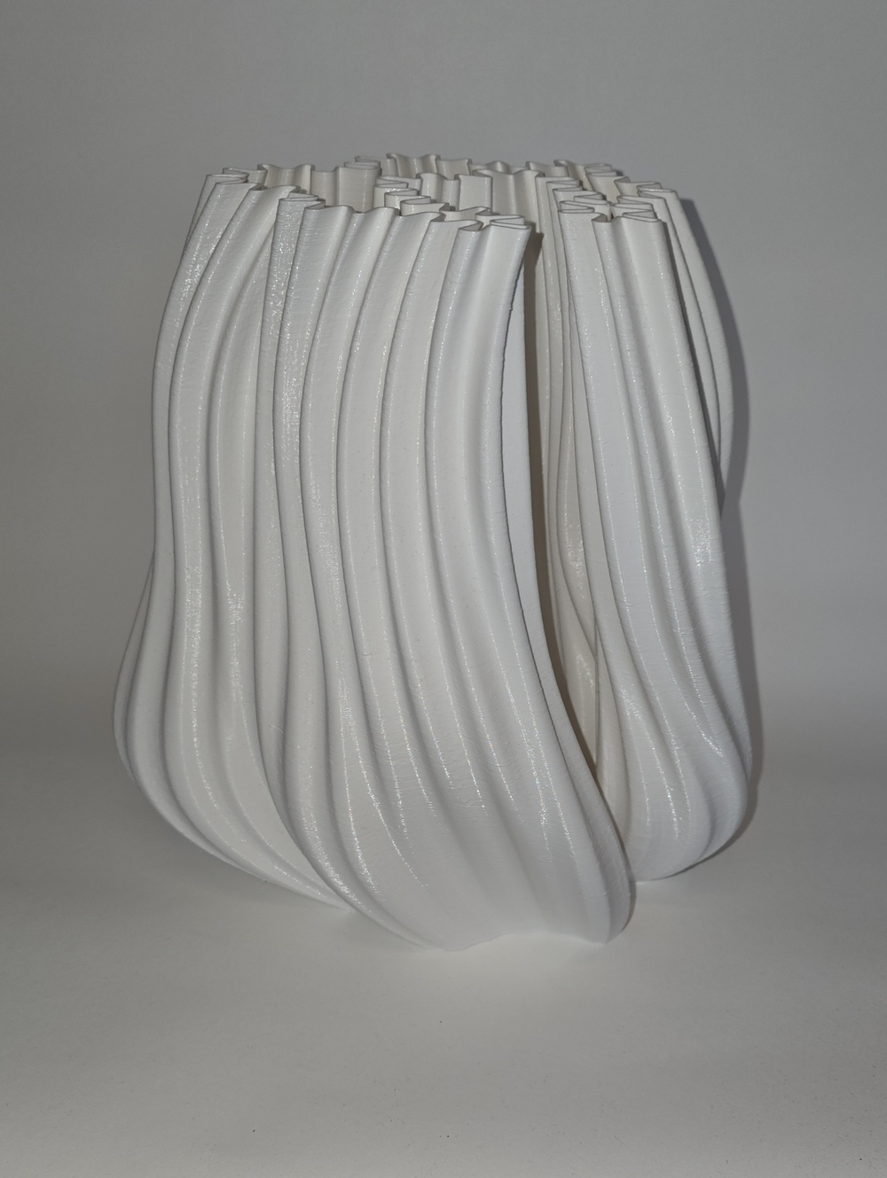 Modern Sculptural White Pleated Vase